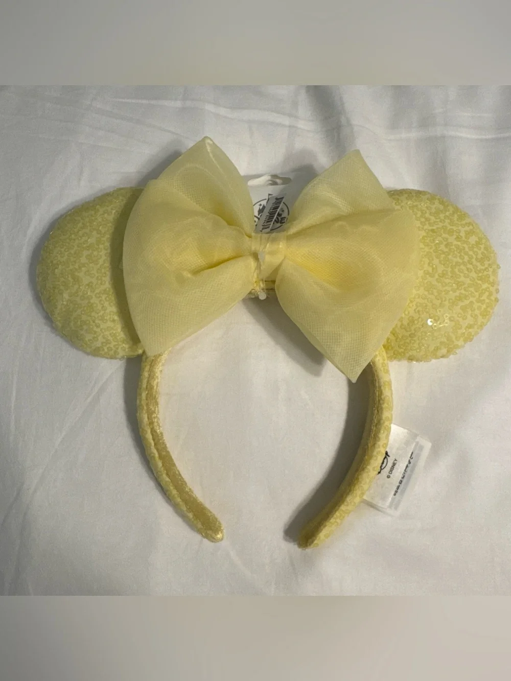 Disney Parks NEW Butter Yellow Sequin With Yellow Bow Minnie Mouse ears NWT 🌟💛